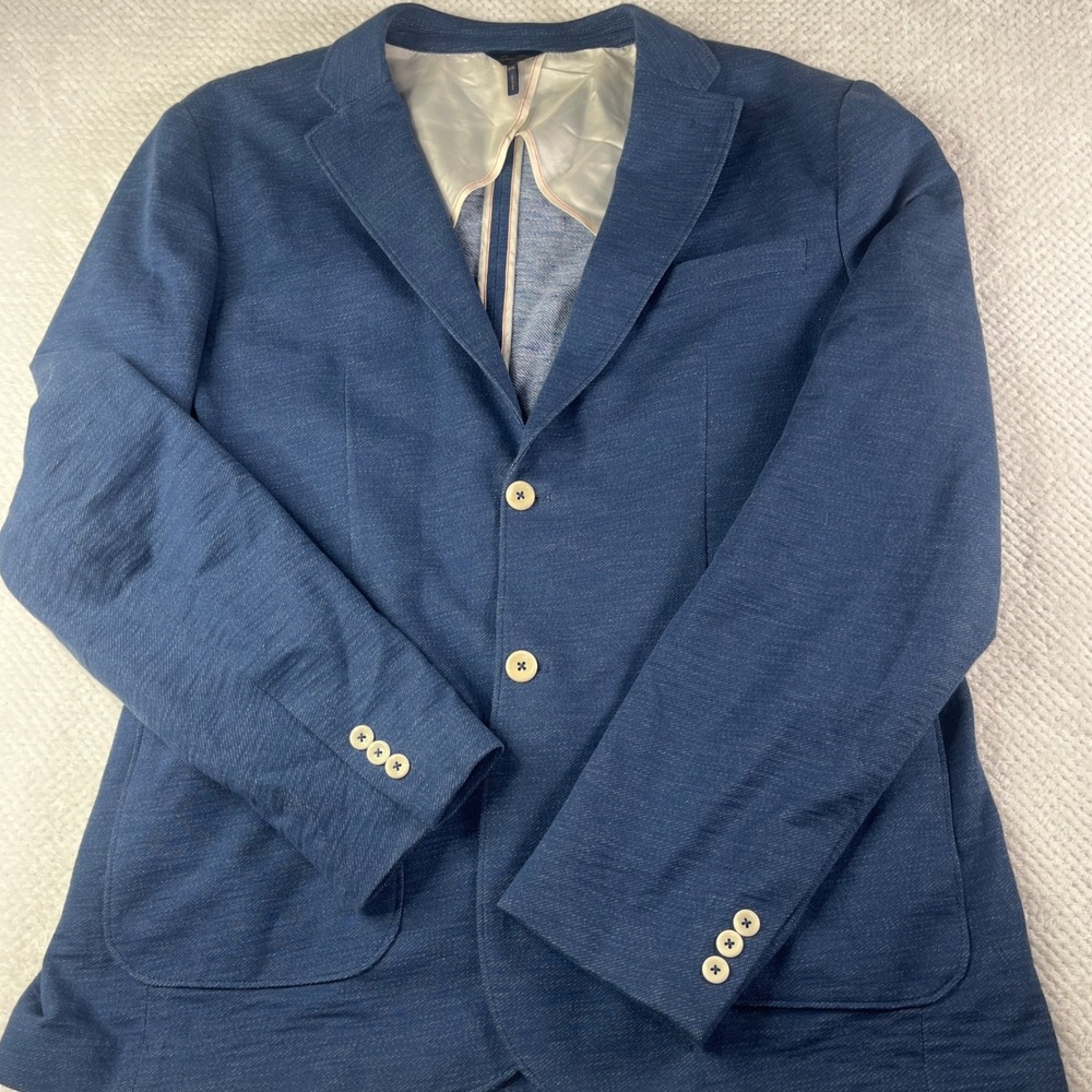 Goodman Brand Men's Blue Textured‎ Sport Coat Travel Blazer Jacket XXL